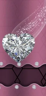 Luxurious diamond heart on pink background wallpaper.