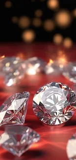 Elegant diamonds gleaming on a vibrant red background, ideal for luxury themes.