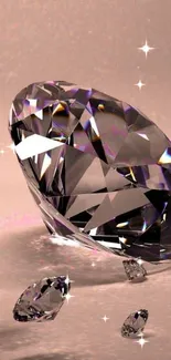 Realistic diamond on soft background wallpaper.