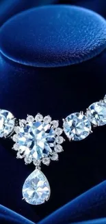 Exquisite diamond necklace on velvet display, shimmering with luxury.