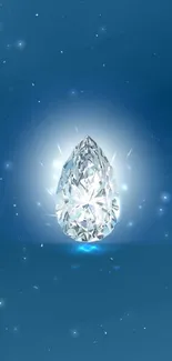 Diamond against a blue background with glowing highlights.