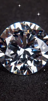 Elegant diamond on a black background, ideal for mobile wallpaper.