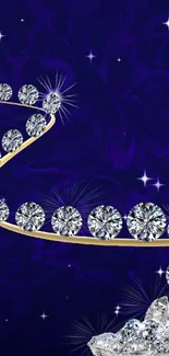 Elegant wallpaper with diamonds on dark blue background.