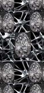 Intricate diamond pattern with metallic design.