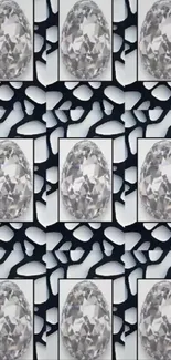 Elegant diamond pattern wallpaper with black and white background.