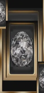 Luxurious diamond wallpaper with gold accents.