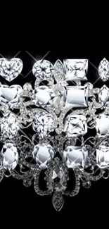 Elegant diamonds on black phone wallpaper.