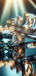 Gleaming diamond rings with artistic reflections.