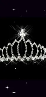 A dazzling diamond tiara on a black background, sparkling with elegance.