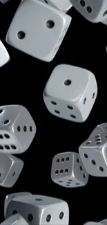 Floating dice with black background mobile wallpaper.
