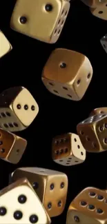 Floating dice against black background wallpaper