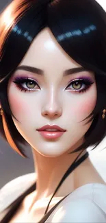 Elegant digital art of a woman with captivating eyes.