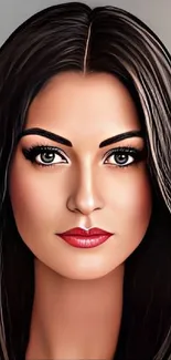 Digital artistic portrait of a woman with dark hair and striking features.