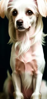 Elegant dog portrait with silky fur in soft lighting.