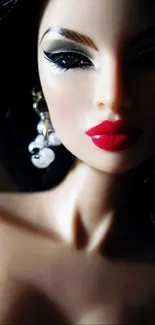 Sophisticated doll with chic style and vibrant makeup.