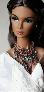 Elegant doll with stylish jewelry and chic design