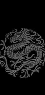 Elegant black and gray dragon wallpaper for mobile devices.