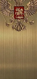 Elegant eagle emblem on gold textured background for phone wallpaper.
