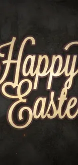 Elegant Happy Easter text on dark background wallpaper.