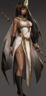 Egyptian inspired artwork featuring a regal female character in lavish attire.