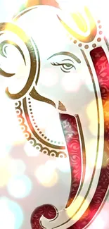 Elegant elephant art with gold detail and vibrant colors for mobile wallpaper.