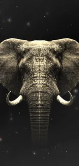 Elegant elephant on black background wallpaper.