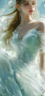 Ethereal girl in a dreamy, flowing dress with flowers.