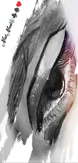 Artistic monochrome eye sketch design for mobile wallpaper.