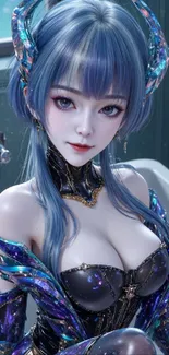 Elegant anime character in fantasy setting