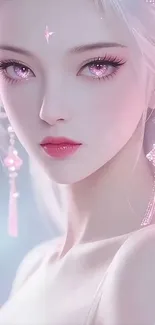 Elegant fantasy character with jewelry and ethereal features.