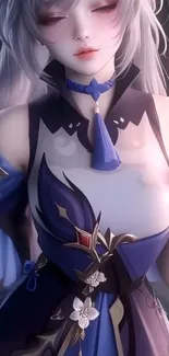 Fantasy character art with elegant design and purple hues.