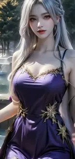 Elegant fantasy character in purple dress