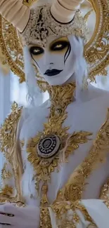 Fantasy creature with gold and elaborate costume.