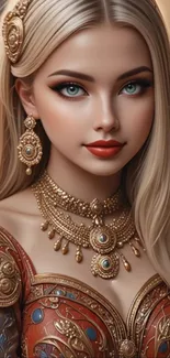 Fantasy portrait of an elegant character with jewelry