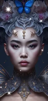 Elegant fantasy portrait wallpaper with intricate and surreal details.