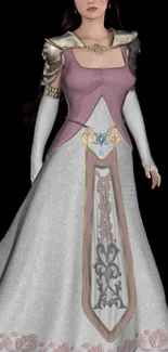 Fantasy princess in elegant pastel gown.