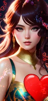 Elegant fantasy woman wallpaper with decorative art.