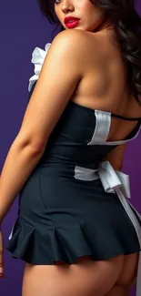 Fashionable back view in elegant attire.