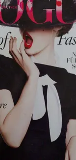 Vogue magazine cover with elegant fashion design and bold typography.