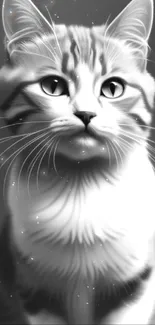 Elegant black and white cat wallpaper for mobile, showcasing fine feline details.