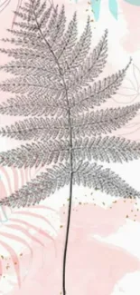 Elegant fern with pastel hues on a mobile wallpaper background.