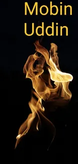 Elegant wallpaper with flickering fire against a dark background.