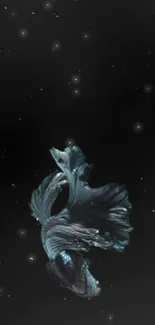 A graceful fish with flowing fins on a black background, ideal for mobile wallpaper.