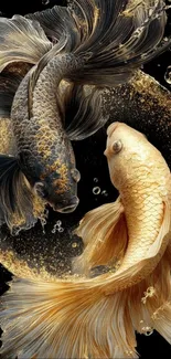 Yin Yang fish mobile wallpaper with artistic and elegant design.