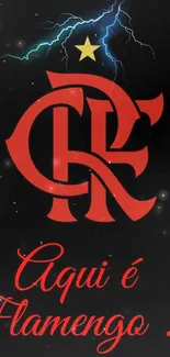 Flamengo logo on a black background with star.