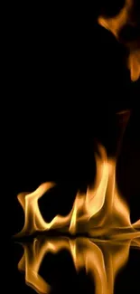 Elegant fiery wallpaper with flames against a black background for mobile phones.