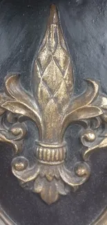 Bronze fleur-de-lis on black background wallpaper.