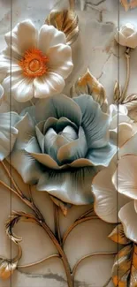 3D floral wallpaper with elegant roses.