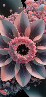 Floral abstract art with pink petals