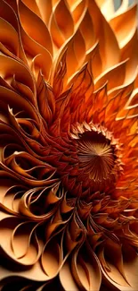 Abstract orange flower with layered petals in a vivid, artistic design.